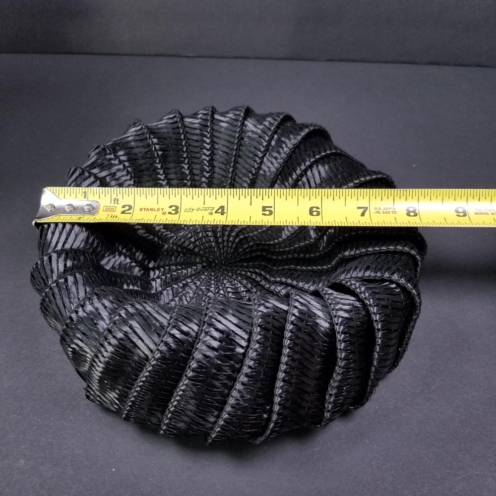 Reggi of Wilshire Vintage Black Woven Pleated Pillbox Hat Paris New York Pinup - Picture 8 of 9